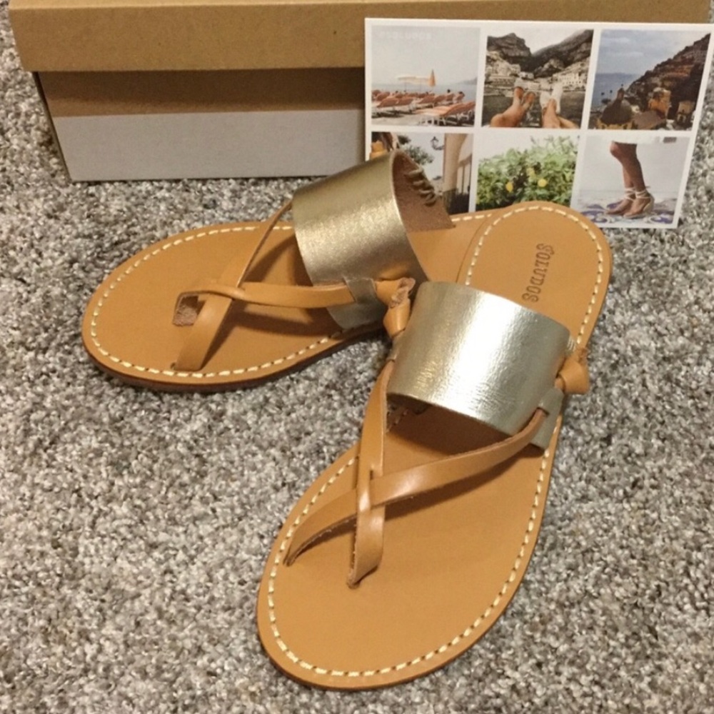 Soludos Slotted Thong Leather Sandal NIB 6 Slip On